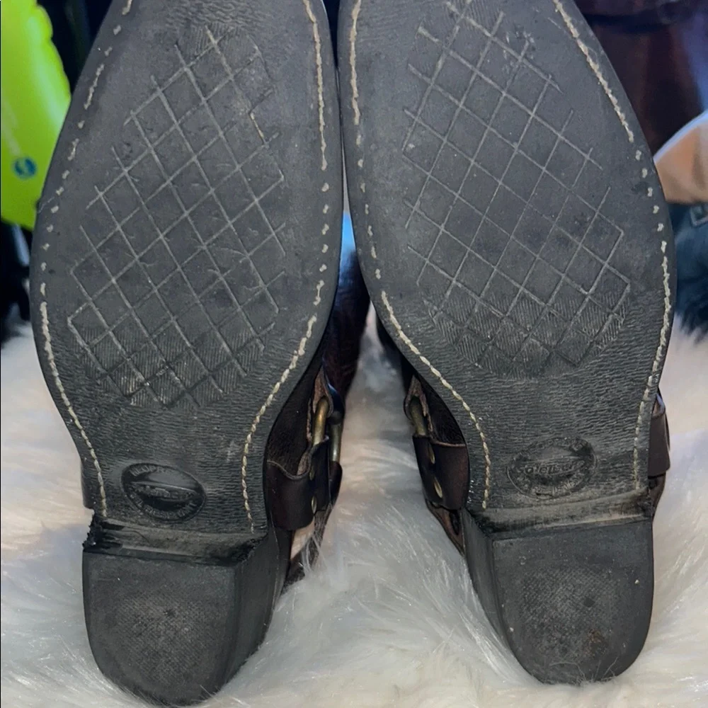 FRYE Harness Moto Brown Leather Classic Boots - Picture 11 of 16